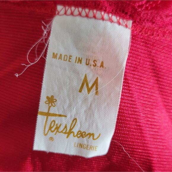 Vintage Texsheen Red Midi Robe with Lace Sleeves, size Medium - Picture 5 of 5